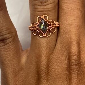 Copper Artisanal Wire Wrapped Ring with Intricate Design